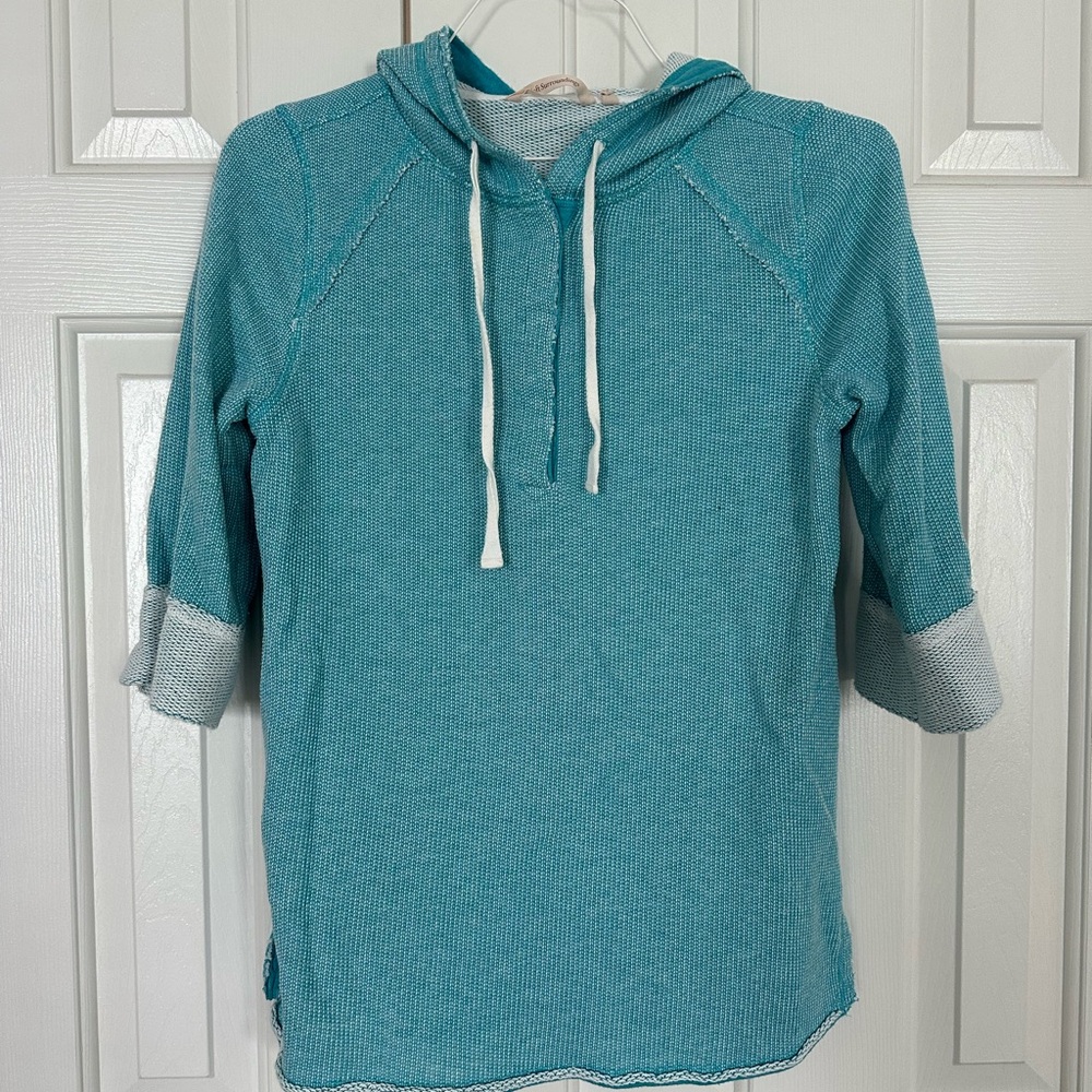 Soft Surroundings Teal Hoodie Sweater